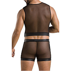Комплект мужского белья на шнуровке Passion 053 SET WILLIAM XXL/XXXL Black, жилет, боксеры