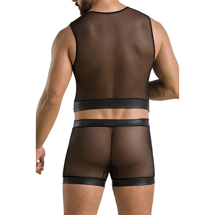 Комплект мужского белья на шнуровке Passion 053 SET WILLIAM XXL/XXXL Black, жилет, боксеры
