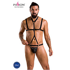 Комплект мужского белья из стреп Passion 039 SET ANDREW S/M Black, стринги, шлейка