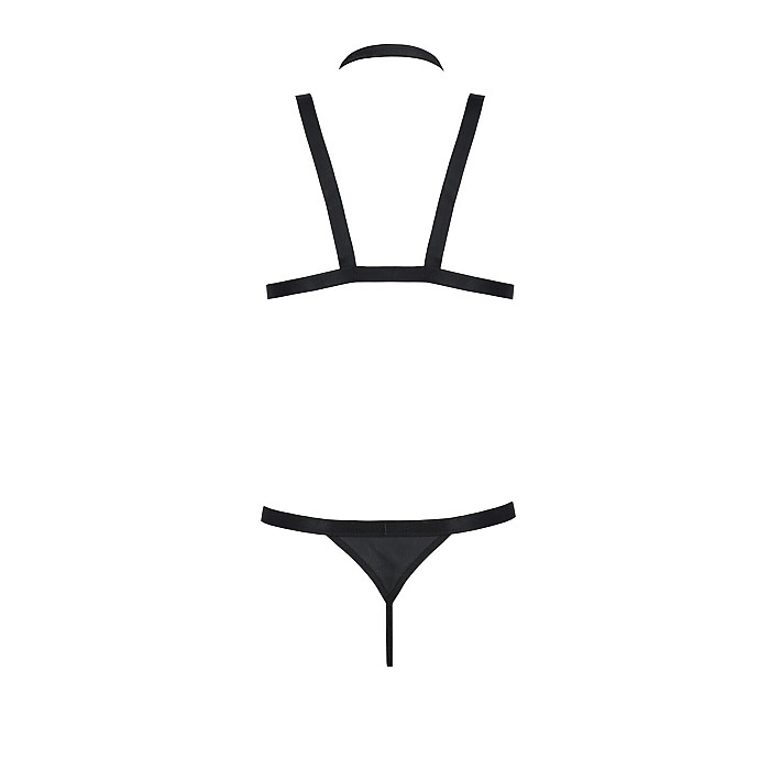 Комплект мужского белья из стреп Passion 039 SET ANDREW S/M Black, стринги, шлейка