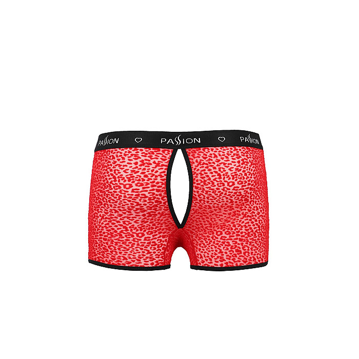 Мужские прозрачные боксеры Passion 046 SHORT PARKER S/M Red, сетка, под леопард