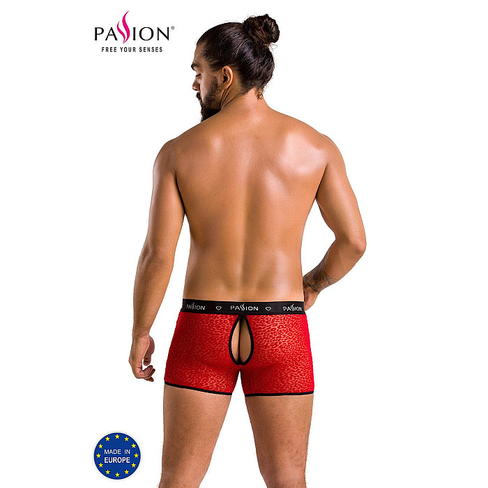 Мужские прозрачные боксеры Passion 046 SHORT PARKER S/M Red, сетка, под леопард