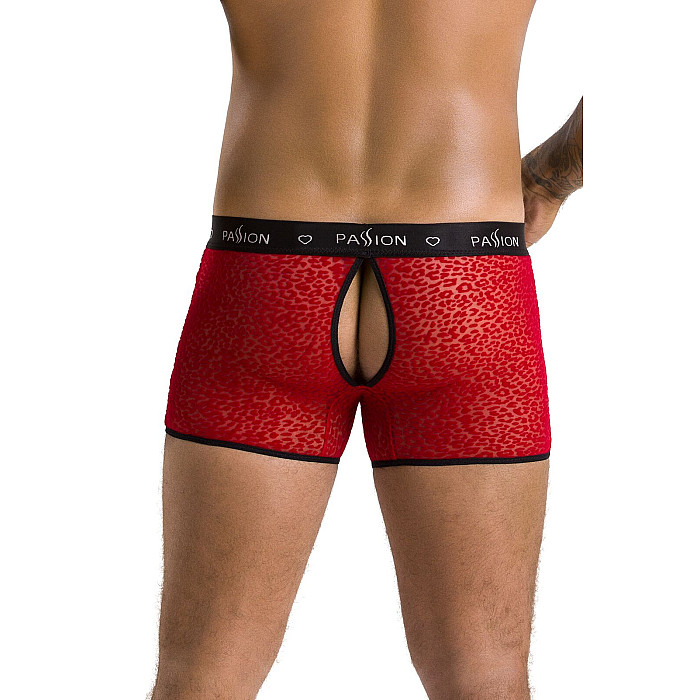Мужские прозрачные боксеры Passion 046 SHORT PARKER S/M Red, сетка, под леопард
