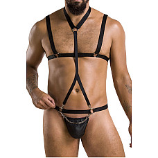 Комплект мужского белья из стреп Passion 039 SET ANDREW XXL/XXXL Black, стринги, шлейка