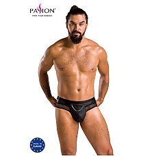 Чоловічі труси з ланцюжком Passion 030 SLIP TOM L/XL Black, екошкіра, відкриті сідниці