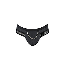 Чоловічі труси з ланцюжком Passion 030 SLIP TOM L/XL Black, екошкіра, відкриті сідниці