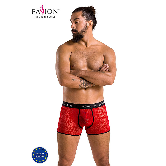 Мужские прозрачные боксеры Passion 046 SHORT PARKER XXL/XXXL Red, сетка, под леопард