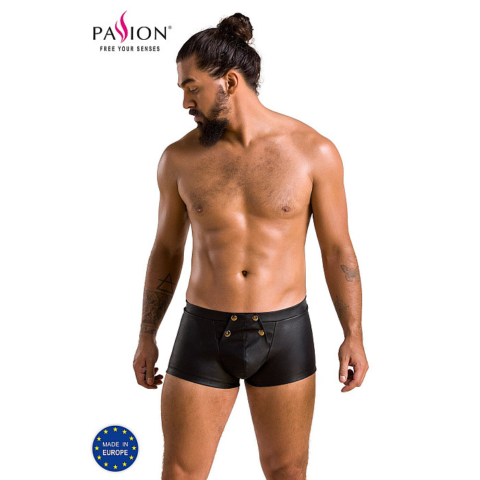 Мужские кожаные боксеры с клапаном Passion 050 SHORT PATRICK L/XL Black