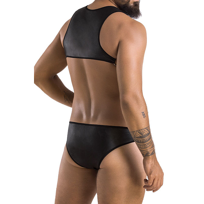 Мужское кожаное боди Passion 056 ADAM S/M Black, заклепки