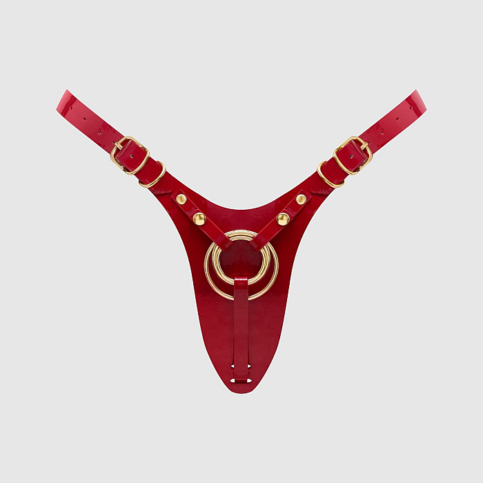 Трусики для страпона Strap-On-Me Leatherette Harness Fabulous - One Size - Red Glossy