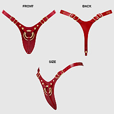 Трусики для страпона Strap-On-Me Leatherette Harness Fabulous - One Size - Red Glossy