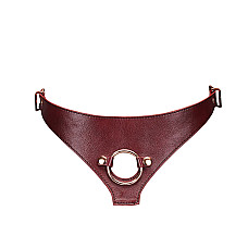 Кожаные трусы для страпона Liebe Seele Wine Red Strap on Harness, универсальный размер