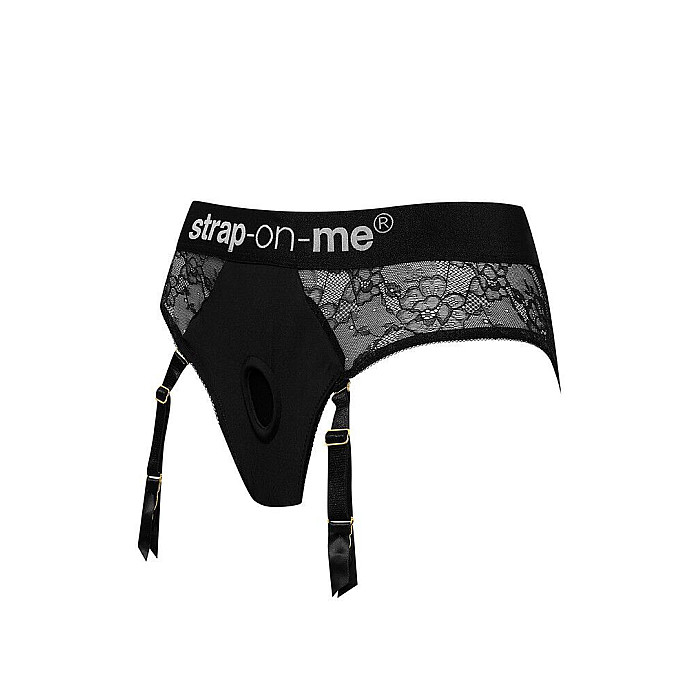 Мереживні трусики для страпона з підв’язками для панчіх Strap-On-Me DIVA HARNESS - XS