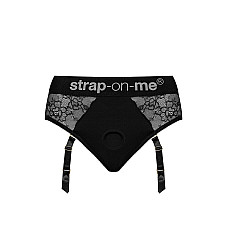 Мереживні трусики для страпона з підв’язками для панчіх Strap-On-Me DIVA HARNESS - XS