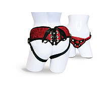 Трусы для страпона Sportsheets - Lace Corsette Strap-on Red с корсетной утяжкой, очень красивые