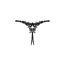 Прозрачные стринги с доступом Obsessive Celia Noir crotchless thong XS/S