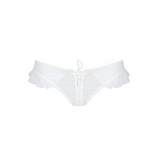 Трусики в горошек, с рюшами и шнуровкой Passion FATIN THONG S/M, white
