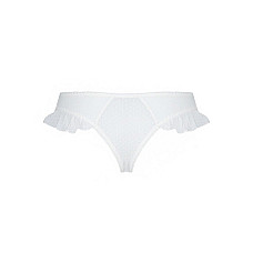 Трусики в горошек, с рюшами и шнуровкой Passion FATIN THONG S/M, white