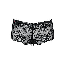 Трусики-шортики Obsessive Idillia shorties, L/XL, черные, кружевные, с низкой посадкой