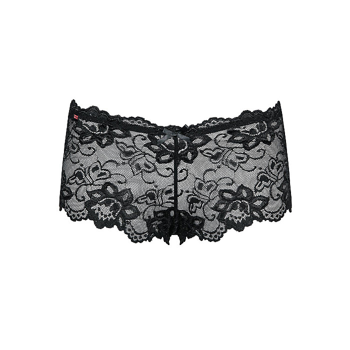 Мереживні трусики-шортики Obsessive Idillia shorties black L/XL