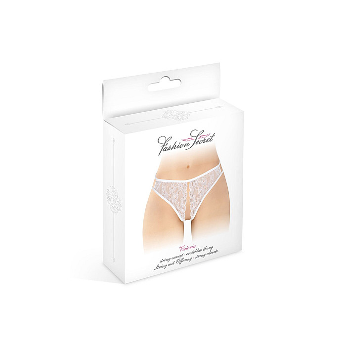 Трусики с открытым доступом Fashion Secret Victoria White, кружево