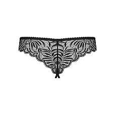 Кружевные танга с доступом Obsessive Contica crothchles thong S/M, черные