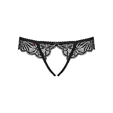 Кружевные танга с доступом Obsessive Contica crothchles thong S/M, черные