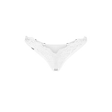 Трусики-стринги с кружевом Obsessive Arrowel White crotchless thong S/M