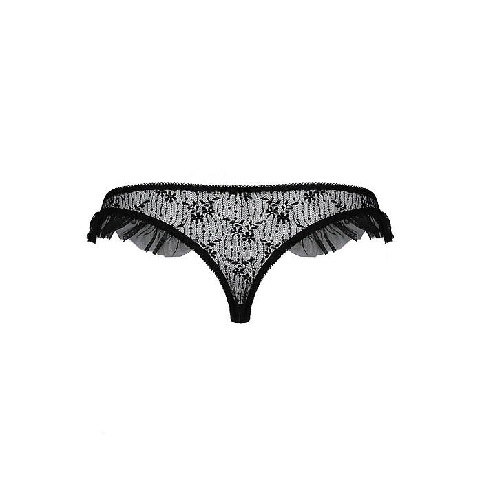 Трусики с оборками Passion Exclusive DONIA THONG XXL/XXXL, black