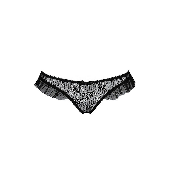 Трусики с оборками Passion Exclusive DONIA THONG XXL/XXXL, black