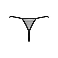 Трусики-стринги Obsessive Novenes crotchless thong, XS/S, сетка, стрепы, украшение со стразами