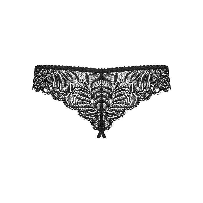 Кружевные танга с доступом Obsessive Contica crothchles thong L/XL, черные