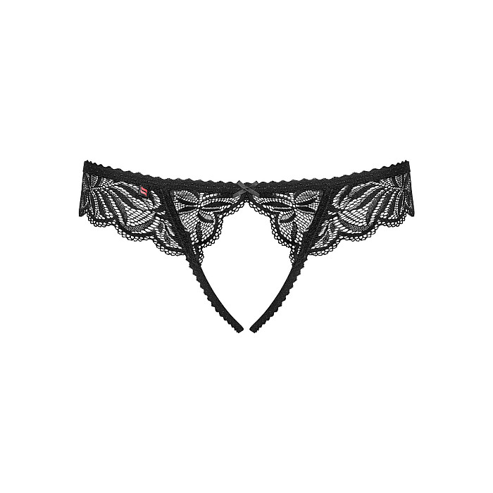 Кружевные танга с доступом Obsessive Contica crothchles thong L/XL, черные
