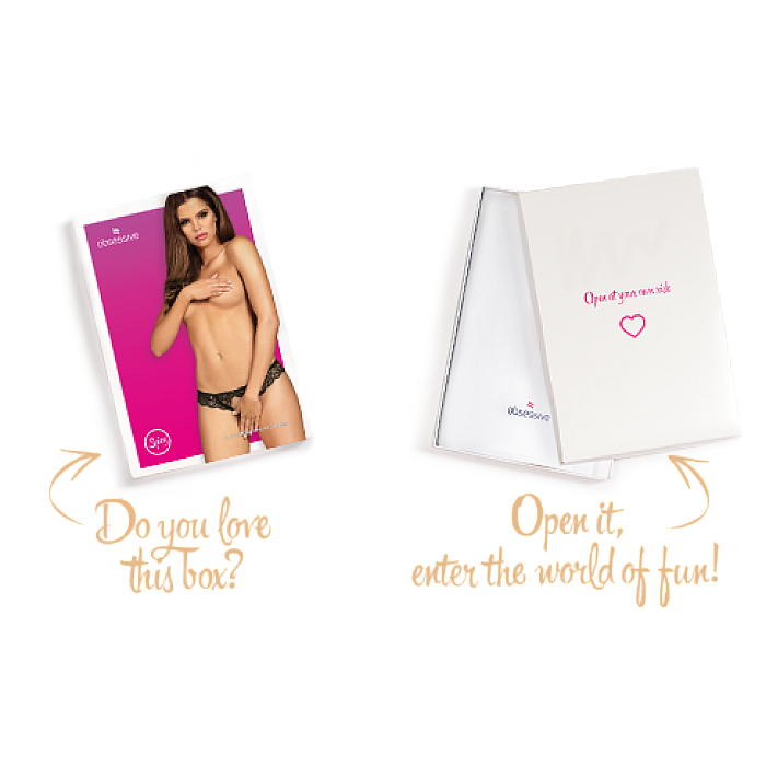 Кружевные танга с доступом Obsessive Contica crothchles thong L/XL, черные