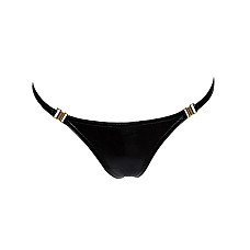 Трусики с мокрым эффектом Noir Handmade P008 Powerwetlook panty with gold clasp, S, на застежках
