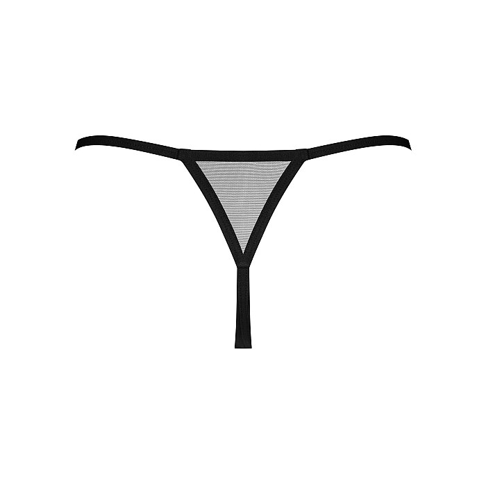 Трусики-стринги Obsessive Novenes crotchless thong, M/L, сетка, стрепы, украшение со стразами