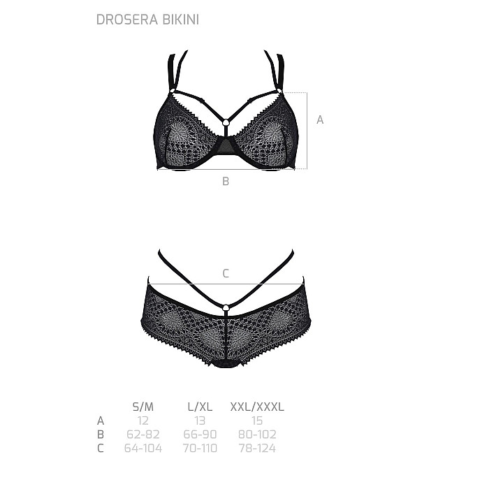 Комплект Passion DROSERA BIKINI black, XXL/XXXL, бюстгальтер и трусики-кюлоты