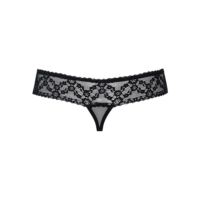 Кружевные танга с доступом Obsessive 837-THC-1 S/M, черные