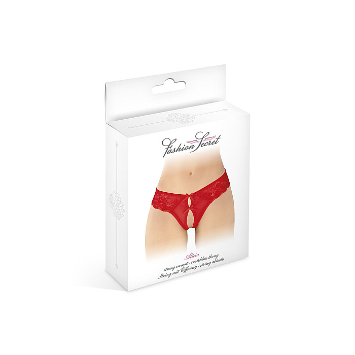 Трусики-стринги с открытым доступом Fashion Secret Alicia Red, с бантиком