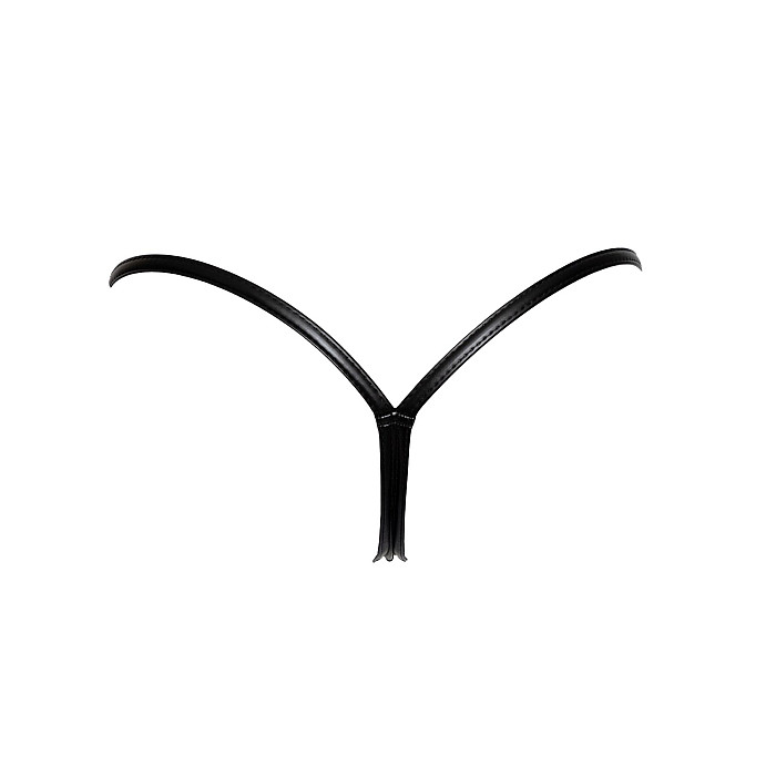 Трусики с мокрым эффектом Noir Handmade P008 Powerwetlook panty with gold clasp, L, на застежках