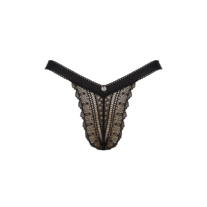Кружевные трусики с заниженной талией Obsessive Estiqua panties XS/S, black