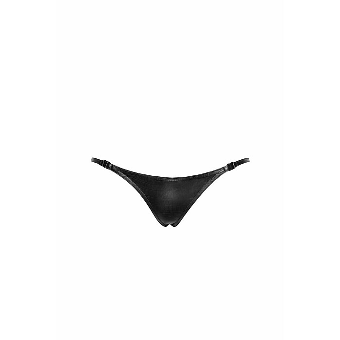 Трусики Noir Handmade P012 Wild crocodile wetlook thong with double opening - XXL