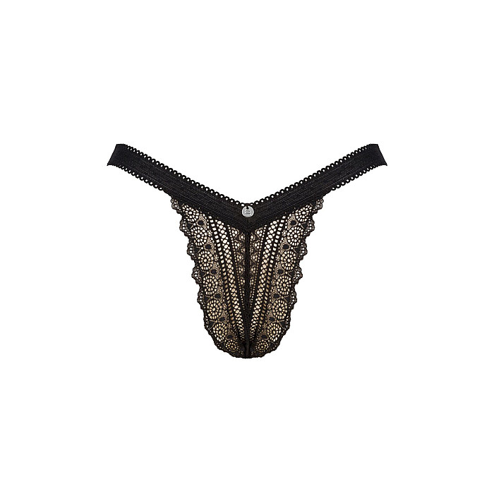 Мереживні трусики із заниженою талією Obsessive Estiqua panties M/L, чорні