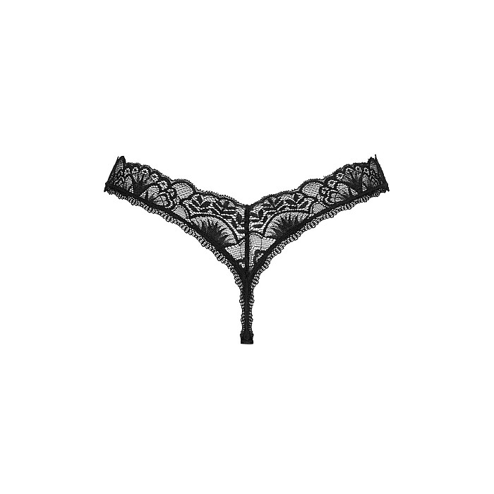 Кружевные стринги Obsessive Donna Dream thong XS/S Black, низкая посадка