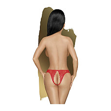 Трусики-тонг Penthouse Naughty Valentine L/XL Red, мереживо, відкритий доступ до інтимних зон