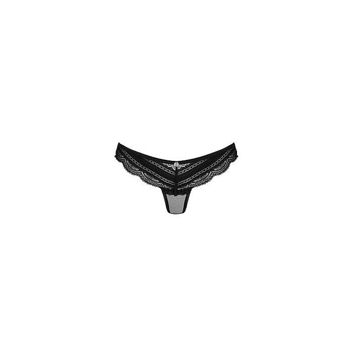 Напівпрозорі трусики з підвіскою Obsessive Ivannes panties black 2XL/3XL, чорні