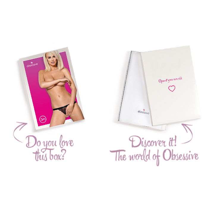 Мереживні танги з доступом Obsessive 828-THC-1 crotchless thong S/M, чорні