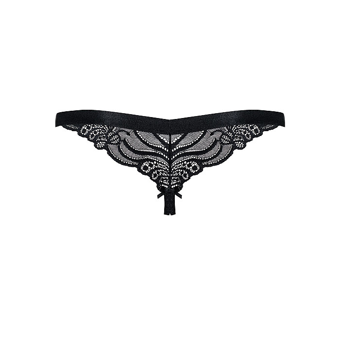Мереживні танги з доступом Obsessive 828-THC-1 crotchless thong S/M, чорні