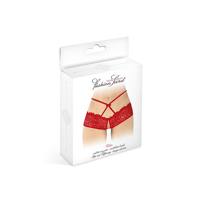 Трусики с открытым доступом Fashion Secret Celia Red, лямки на талии