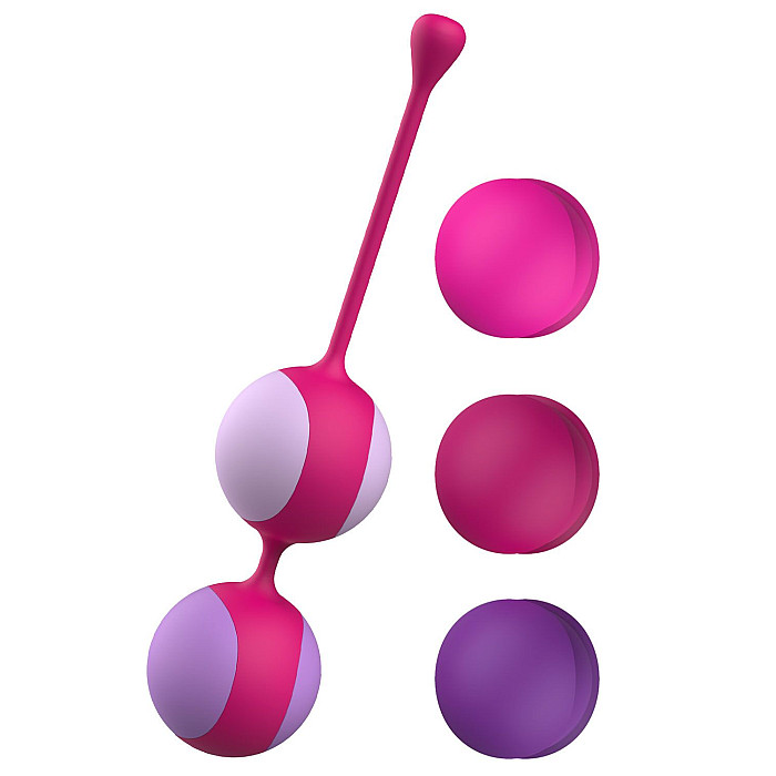 Вагинальные шарики Liebe Kewos — Cerise/Candy Violet, 5 шариков в комплекте, 15, 25, 35, 45 и 55 г